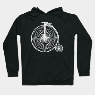 White Retro High Wheel Bicycle Hoodie